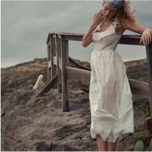 Doen 100% organic cotton midi dress in salt NWT